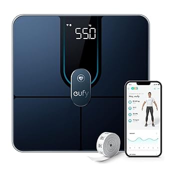 Anker Eufy (ユーフィ) Smart Scale P2 Pro(体重体組成計)【アプリ対応/Fitbit連携/体脂肪率/BMI/心拍数/筋肉量/基礎代謝量/水分量/体脂肪量/骨量/内臓脂肪/タンパク質/骨格筋量/皮下脂肪/体内年齢/ボディタイプ / 3Dモデル】ブラック