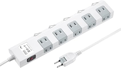 サンワサプライ 電源タップ 10個口・2P (5m) たくさん挿せるレイアウト 雷ガード 個別スイッチ(2個口ごと)・一括集中スイッチ 裏面マグネット スイングプラグ ホワイト TAP-SP2110SW-5