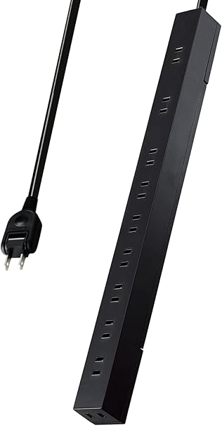 エレコム 電源タップ 10個口 2m マグネット 吊り下げ スリム 雷ガード ほこりシャッター ブラック ECT-2620BK
