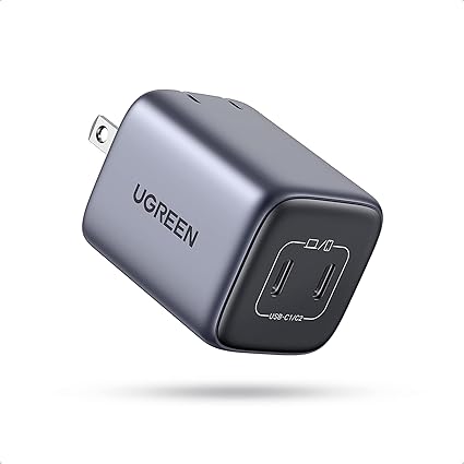 UGREEN Nexode Mini 45W 充電器 USB-C 2ポート PD&PPS高速チャージ対応 GaNFastII(窒化ガリウム)採用 超小型 折畳式プラグ PD/PPS/QC4+/SCP規格対応/PSE技術基準適合 タイプc 充電器 iPhone16-8シリーズ/GalaxyS24-S8シリーズ/MacBook Pro/iPad Pro/Switch その他 各種機器対応 CD294