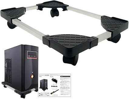 CPUスタンド 【monoマガジン掲載】 デスクトップ pc 置き台 PCキャスター キャスター付き台車 サイズ調整 無段階調節 ストッパー4か所 熱対策 オフィス デスク ワーク ブラック ホワイト mugenbo (ブラック)