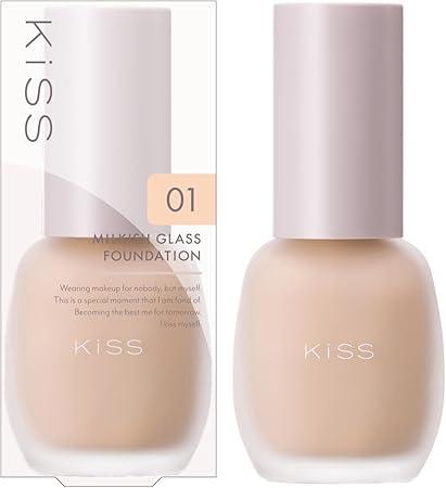 KiSS(キス) ミルキッシュガラスファンデ 01 シェル 30g 色ムラ・毛穴カバー SPF34・PA++ 美容液成分配合