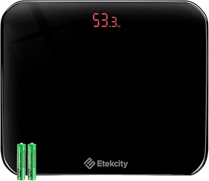 ETEKI 体重計 ヘルスメーター 50g単位 2年間品質保障 たいじゅうけい電源自動ON/OFF 小型 180kgまで対応 強化ガラス コンパクト 電池付属 EB4010J ブラック
