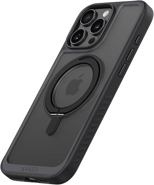 Anker MagGo Magnetic Case (360°リングスタンド, iPhone 16 Pro用) ブラック MagSafe対応 リングスタンド付き スマホケース マグネット搭載/滑り止め / 360°落下保護/耐衝撃/高耐久性/黄ばみなし/米軍MIL規格/強磁力リング/隠し収納式 ワイヤレス充電対応