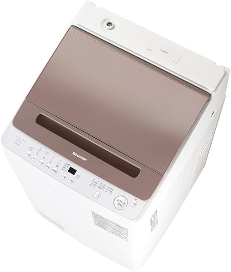 シャープ タテ型 全自動洗濯機 洗濯9kg 幅55.5cm ダイヤカット 穴なし槽 ES-GV9J-T ライトブラウン