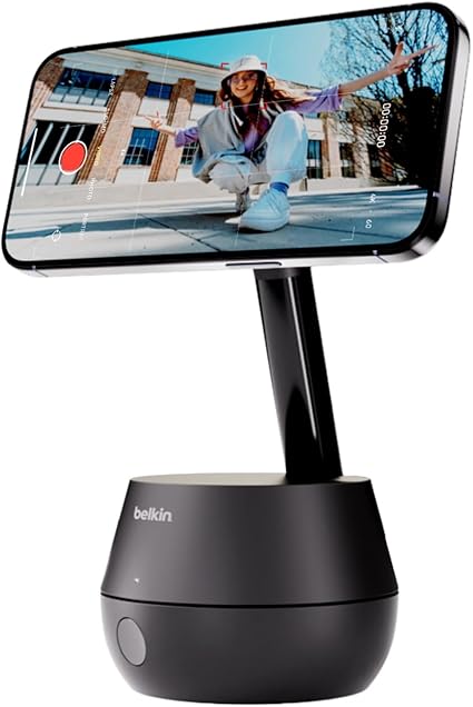 Belkin Stand Pro 自動追跡スマホ用ジンバル・スタンド Apple DockKit搭載 MagSafe 15W急速充電 iPhone 15/14/13/12 Vlogスタビライザー YouTube&TikTok動画 トラッキング機能 本体バッテリー5時間連続駆動 三脚対応 USB-C to Cケーブル付属(1.5m) AC電源アダプタの付属なし MMA008qc05BK