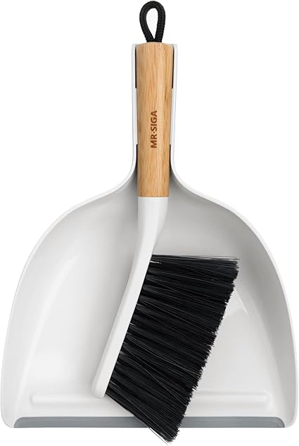 MR.SIGA ほうきとちりとり セット玄関 台床 室内 車内 掃除用 ミニ 箒と塵取り (竹製ハンドル)1セット
