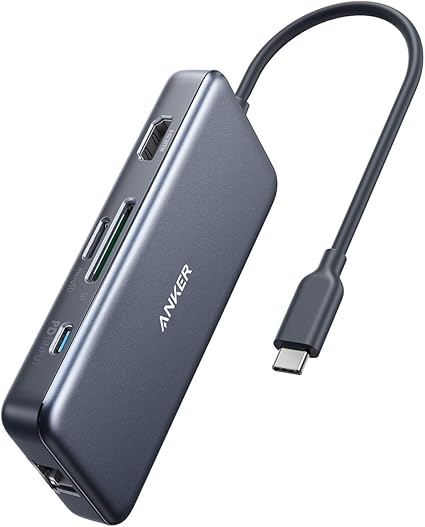 Anker PowerExpand+ 7-in-1 USB-C PD イーサネット ハブ 4K対応HDMI出力ポート 60W Power Delivery 対応USB-Cポート 1Gbps イーサネット USB-A ポート microSD&SDカード スロット搭載 MacBook Pro/iPad Pro/ChromeBook 他対応 テレワーク リモート 在宅勤務
