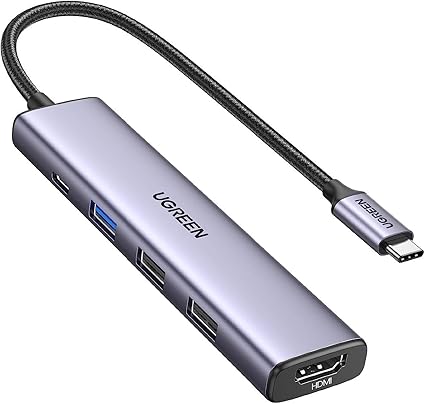 UGREEN Revodok 105 USB C ハブ 5-IN-1 HDMI 出力USB ハブ Type-C 100W PD急速充電 1*USB3.0+2*USB2.0ポート 5Gbps超高速データ転送用 スリムハブ 4K@30Hz Window/MacOS/linux/IOS/Androidシステム対応 Mac Pro/Air/iPad Proなど対応