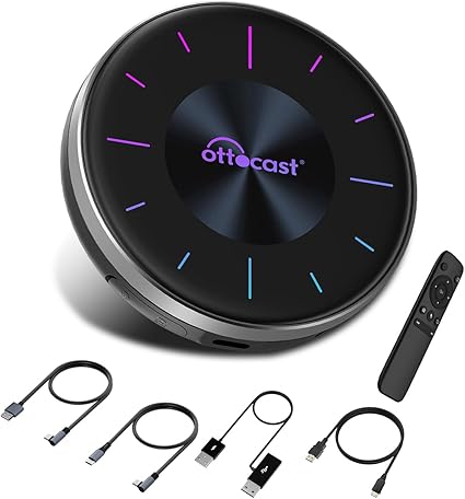 【公式】オットキャストOttocast OttoAibox P3 新型 CarPlay AI Box HDMI出力 前席道案内 後席動画 車内でユーチューブ Netflix ABEMA Disney+観れる カープレワイヤレス化 マルチメディアプレーヤーレシーバー 8GBメモリ/128GBストレージ アンドロイド12 AIボックス リモコン/miniHDMIケーブル付属