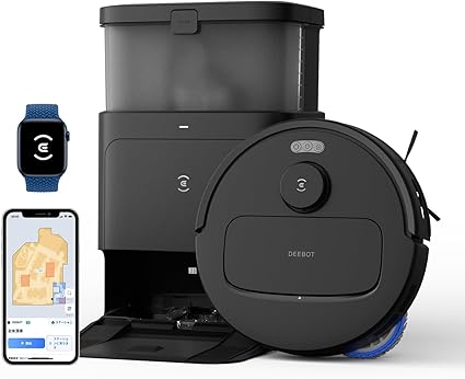 ECOVACS(エコバックス) DEEBOT N30 Pro OMNI ロボット掃除機 水拭き両用 10000Pa強力吸引 エッジ清掃 毛絡み除去システム2.0 自動ゴミ収集 全自動 モップ乾燥 自動給水 モップ温水洗浄 マッピング 障害物回避 ゼロタングル 強力吸引 アプリ操作 落下・衝突防止 Alexa対応 清掃予約 お掃除ロボット ブラック