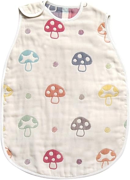 10mois(ディモワ) - Hoppetta ふくふくガーゼ(6重ガーゼ) トドラーキッズスリーパー コットン100% 2~7歳頃まで champignon 着丈64cm 7240