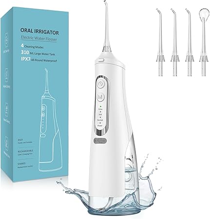 口腔洗浄器 ジェットウォッシャー ANWALE 替えノズル4本 4種類の水流モード 310MLタンク USB充電式 IPX7防水 口腔洗浄機器 WHITE