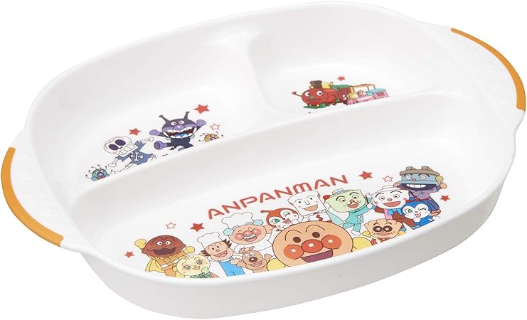 レック アンパンマン ランチプレート 子供用 食器 離乳食 電子レンジ ・ 食洗機 ・ 煮沸消毒 OK (25.5×19.5×3.5cm) ホワイト
