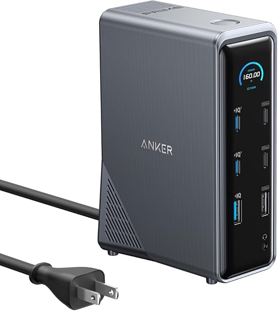 Anker Prime ドッキングステーション (14-in-1, Dual Display, 160W) USB PD最大100W出力対応USB-Cアップストリームポート Built-in GaN AC-DC電源装置搭載 10Gbps高速データ転送 4K 60Hz HDMI 2.0ポート 1Gbpsイーサネットポート オーディオジャック MacBook Dell スマホ他対応
