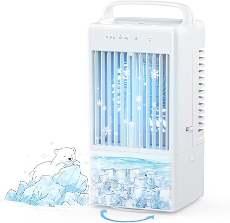 【Amazon.co.jp限定】冷風機 冷風扇【2025新版・超強力噴霧・首振り】強力 卓上クーラー 扇風機 小型 クーラー スポットクーラー 900ML大容量 ミニエアコン 8W省エネ 氷いれ可能 噴霧 送風 冷却3段階風量 USB給電式 コンパクト 超強力噴霧 首振り タイマー LEDライト 軽量 静音 熱中症対策 暑さ対策 オフィス 寝室 キャンプ用 家庭用 日本語説明書