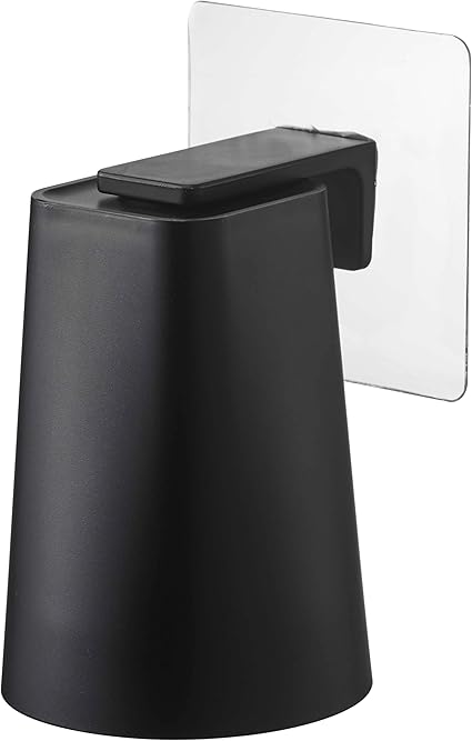 山崎実業(Yamazaki) フィルムフック マグネットタンブラー ブラック 約W7×D7×H9.5cm(タンブラー) 約W7×D7.5×H12.5cm(収納時全体) タワー tower 浮かせて収納 簡単取付 5488