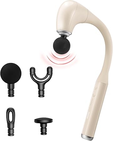 【弾力性アーム実用性特許】Deestop 背中リリースガン 筋膜リリースガン ハンディガン 5段階強力振動 超軽量 全身リフレッシュ Type-C急速充電 静音 4個ヘッド付属 クリスマスプレゼント 日本語取扱説明書付き