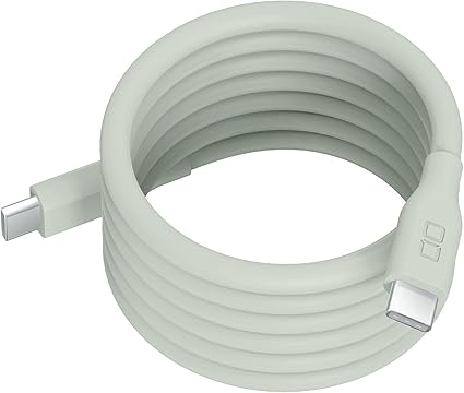 CIO 柔らかいスパイラルシリコンケーブル CtoC (Type-C/USB-C) 急速充電 磁石 マグネット吸着 充電ケーブル PD 240W データ転送 480Mbps 形状記憶 絡まりにくい (1m, 07:カームブルー)