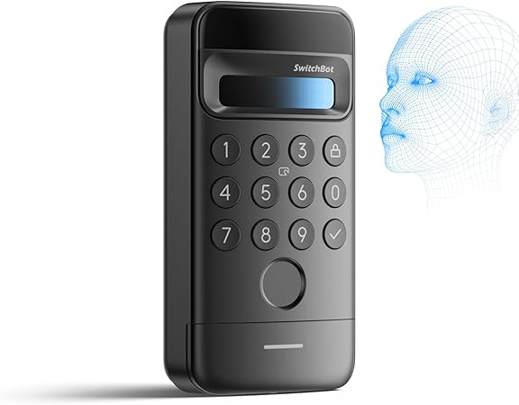 SwitchBot 顔認証パッド 指紋認証 暗証番号 スマートロック- スイッチボット オートロック ドアロック カギ 交通系ICカード FeliCa Suica PASMO Bluetooth ワイヤレス 盗難防止 工事不要 取付簡単