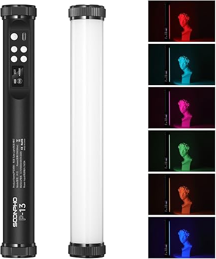 SOONPHO P13 撮影用 スティックライト RGBビデオライト 29CM LEDチューブライト フルカラー 2500-8500K色温度 FXモード 記憶機能 4000mAh充電式 マグネット搭載 卓上スタンド 日本語説明書付き 適格請求書発行可