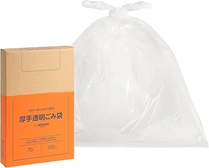 by Amazon 厚手 ごみ袋 透明 つるつるタイプ 70L 100枚