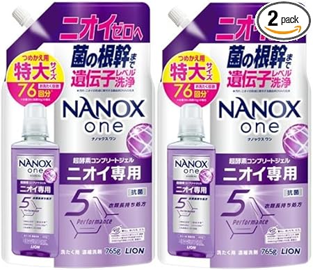 ナノックスワン (NANOX one) ナノックス ニオイ専用 特大 洗濯洗剤 液体 詰め替え 76回分 765g x 2 + Sanno.sterlingオリジナルメッセージカード