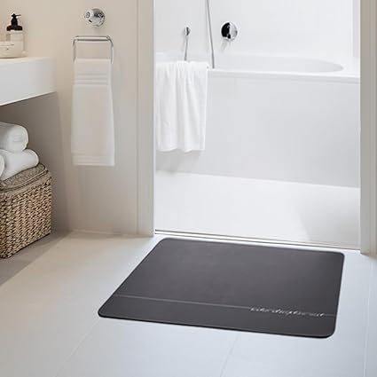 王様のバスマットVer.2.0【更に改善されましたx吸水力2倍サラふわUP】 珪藻土 バスマット 足拭きマット お風呂マット 洗える マット キッチン ソフト 速乾 おしゃれ 安心(60cm×40cm, 角型グレー)