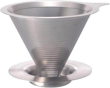 HARIO DMD-02-HSV Double Mesh Metal Dripper for 1-4 Cups, Hairline Silver, Stainless Steel