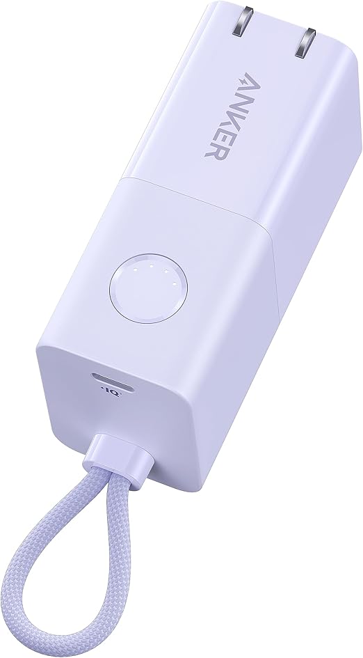 Anker 511 Power Bank (PowerCore Fusion 30W) (モバイルバッテリー 5000mAh 30W出力 コンセント一体型)【USB Power Delivery/PowerIQ搭載/PSE技術基準適合】iPhone Android MacBook Air その他各種機器対応 (パープル)