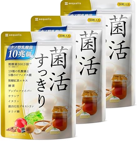【3袋セット】菌活すっきり 乳酸菌 サプリメント ナノ乳酸菌10兆個 ビフィズス菌 酪酸菌 プロバイオティクス