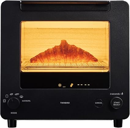 TWINBIRD(ツインバード) トースター オーブントースター 2枚焼き 焦げない リベイク ヒーター自動制御 コンパクト匠ブランジェ オートモード 120℃~260℃ 8段階温度調整 ブラック TS-D486B