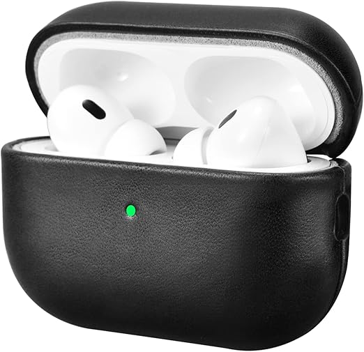 AirPods Pro 2 用 ケース 本革(2022年9月発売専用)落下防止 耐衝撃 保護ケース AirPods Pro2 レザーケース カバー 分離式 全面保護 エアーポッズプロ2 ケース 装着充電可能 LEDライト可視 ワイヤレス充電対応 持ち運びに便利(ブラック)