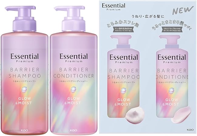 エッセンシャル プレミアム うるおいバリアシャンプー グロウ&モイスト ポンプセット 900ml