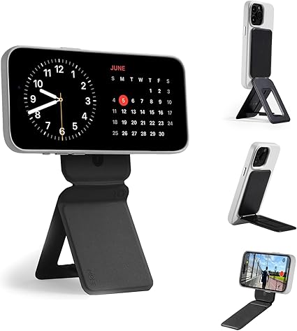 MOFT 七変化マルチスタンド 三脚 スマホスタンド マグネット MagSafe対応 MOVAS™ iPhone15 Pro Promax/14/13/12シリーズ用 Snap On カードケース機能 フロートタイプ角度調節 薄型軽量 折り畳み式 複合材質 内蔵磁石 アイアンリング付き全機種対応(Black)