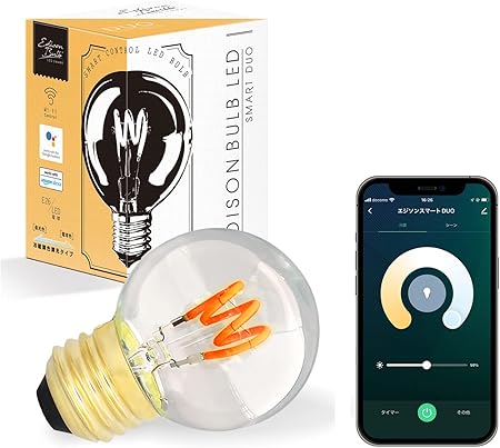 【Alexa対応 LED電球】E26 エジソンバルブLEDスマート DUO (スパイラルミニGLOBEクリア) LED電球 調光 冷暖調色 スマート電球 スマートled Google Home対応 電球色 2200K-6000K 20-30W相当 wifi