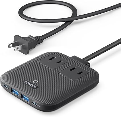 Anker Nano Charging Station (6-in-1, 67W) (USBタップ 電源タップ AC差込口 2口 USB-C 2ポート USB-A 2ポート 延長コード 1.5m) 【PSE技術基準適合】MacBook PD対応 Windows PC iPad iPhone Galaxy Android スマートフォン ノートPC 各種 その他機器対応 (ブラック)