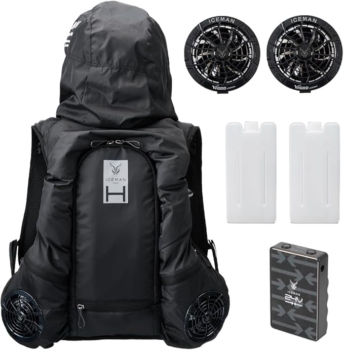 アイスマン PRO X ハイブリッド 2025年 空調水冷服 HYBRID セット ファン付き バッテリー付き チャージボトル付き 熱中症対策 暑さ対策