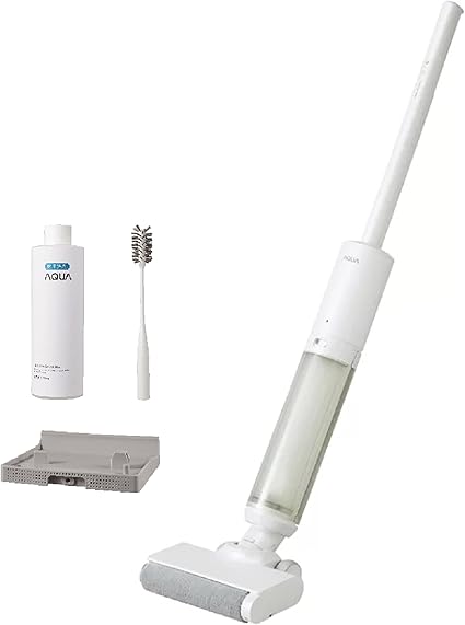 アクア (AQUA) 水拭きフロアクリーナー WIPEL (コードレス) 夏場の床の汗に 泥汚れ (自動洗浄機能付き/専用洗剤) 掃除機 ハンディ 軽量設計 CWWR ホワイト
