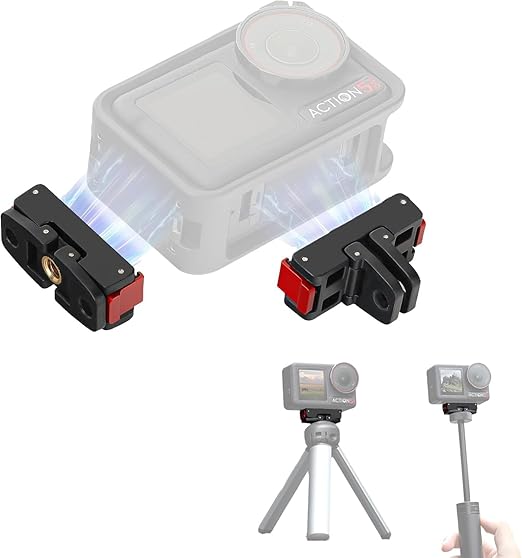 OSMO Action 5 Pro マグネットマウント for DJI OSMO 360 Action 5 Pro/4/3/2 磁気マウント アクセサリー クイックリリース アダプター 折り畳み式 1/4ネジ穴 for GoPro ミニ三脚 車載/バイク/バックパックなど汎用