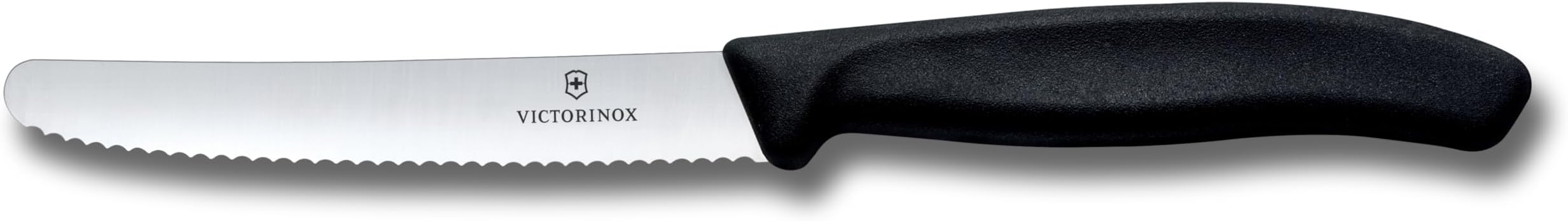 VICTORINOX(ビクトリノックス) トマト&テーブルナイフ 切れ味のよいパーリングナイフ 11cmブレード 波刃 ブラック 完熟のフルーツやパンもつぶさず切れる 果物 食洗機対応 スイスクラシック 6.7833-X1