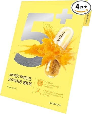 ナンバーズイン(numbuzin)シートマスク4枚入り 6種 | フェイスパック フェイスマスク 韓国コスメ パック スキンケア グルタチオン NMN (4枚, 5番 透明感・くすみケア)