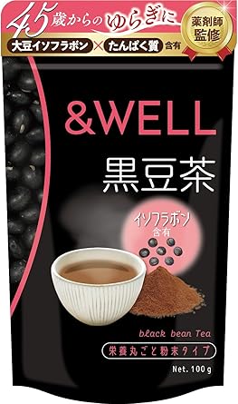 &WELL 北海道産100% 黒豆茶 100杯分 ノンカフェイン 無添加 栄養まるごと粉末茶 100g (1)