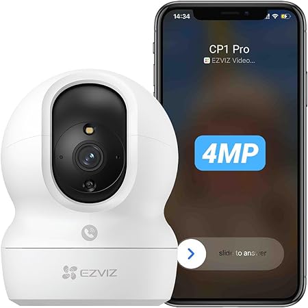 EZVIZ 2K+ ペットカメラ 室内 防犯カメラ iPhone・スマホ対応 見守りカメラ カラーナイトビジョン PTZオートパトロール&追尾 ノイズ通知 1タッチ通話 2.4/5GHz Wi‑Fi Alexa連携 CP1 Pro 4MP