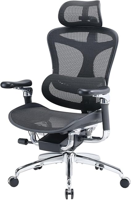 SIHOO Doro C500 オフィスチェア 椅子 デスクチェア 人間工学 チェア テレワーク 疲れない 人体工学椅 メッシュチェア 6D連動アームレスト 4段階調整S字背もたれ 自動適応ランバーサポート 3Dヘッドレスト 約135度リクライニング 耐荷重135KG ブラック