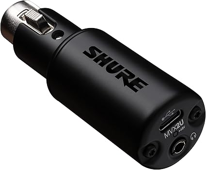 SHURE シュア MVX2U デジタルオーディオインターフェース ヘッドホン出力付きXLR-USB変換アダプター : ダイナミックマイク/コンデンサーマイク/配信(ストリーミング) / ボーカル・楽器録音(レコーディング) / モニタリング/ファンタム電源(最大48V) / ゲイン(最大60dB) / デスクトップアプリ/USB-Cケーブル付属【国内正規品/メーカー2年保証】