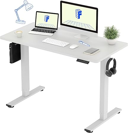 FLEXISPOT 電動式スタンディングデスク(幅120×奥行60,メモリー機能付き) 昇降デスク 高さ調節デスク パソコンデスク 人間工学 ゲーミングデスク EF1 セット (足(白)+天板(ホワイト), 120*60)