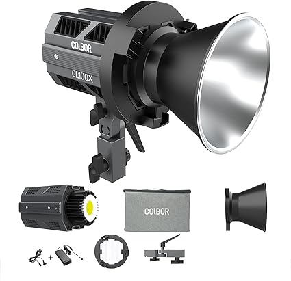 COLBOR CL100X 超軽量ライト 作業出力110W 色温度2700-6500K CRI97+ TLCI97+ デュアル色温度 APP制御可 10種類照明効果 スプライス可能 静音照明ライト 撮影補助光 Bowensマウント YouTube/tiktok/小型撮影ライト 持ち運び 人物・商品撮影・ウェディング・ミュージック動画・広告などに撮影対応 パッテリーで対応 TYPE-C PD対応 (CL100X)