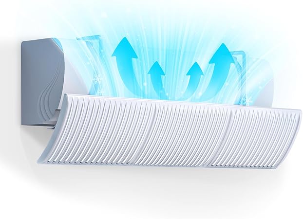 エアコン風よけカバー 直撃風防止 上下180°風向き調整 エアコン風除け 60-90cm 伸縮自在 壁掛け式 長さ調整可能 循環送風 冷房暖房通用 風よけ カバー 節電 取り付け簡単 穴あけ不要 落下防止 結露防止 直撃風対策 オフィス 家庭用 業務用 室内快適グッズ (ホワイト)