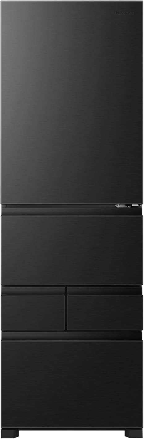 ハイセンス【3年保証】冷蔵庫 幅59.8cm 450L 自動霜取り 自動製氷 底面排熱 除菌脱臭 リモート操作 静音 右開き 5ドア 大容量 HR-DCH450KK ブラッシュドメタルブラック
